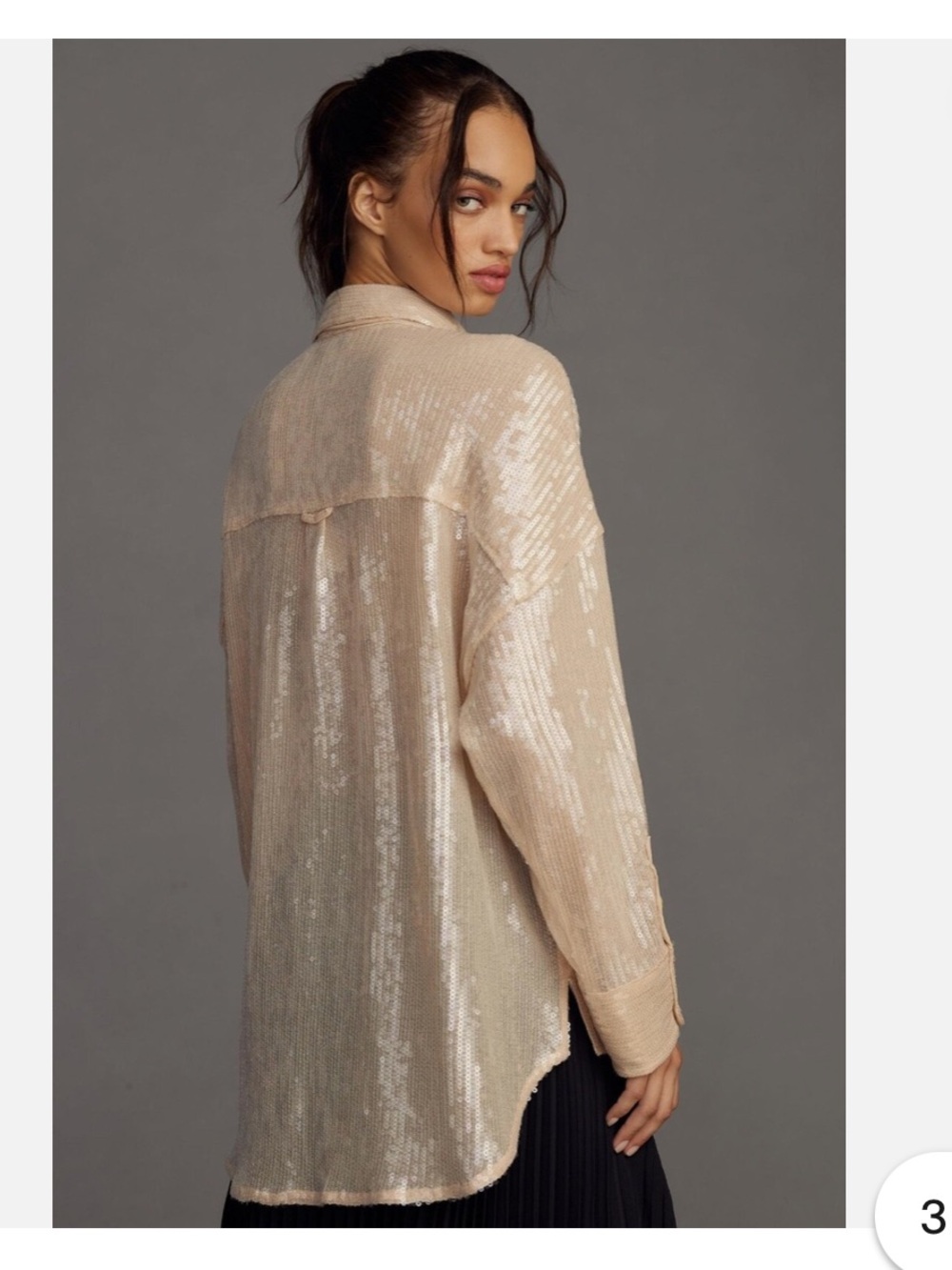 Anthropologie Sequin Buttondown Shirt in Champagne